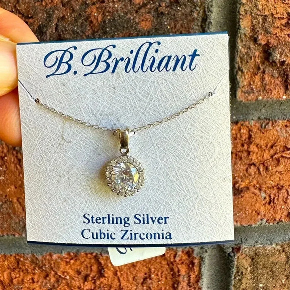 NEW B.Brilliant 925 Sterling Silver Zirconia Crystal Necklace NWT - Picture 1 of 6